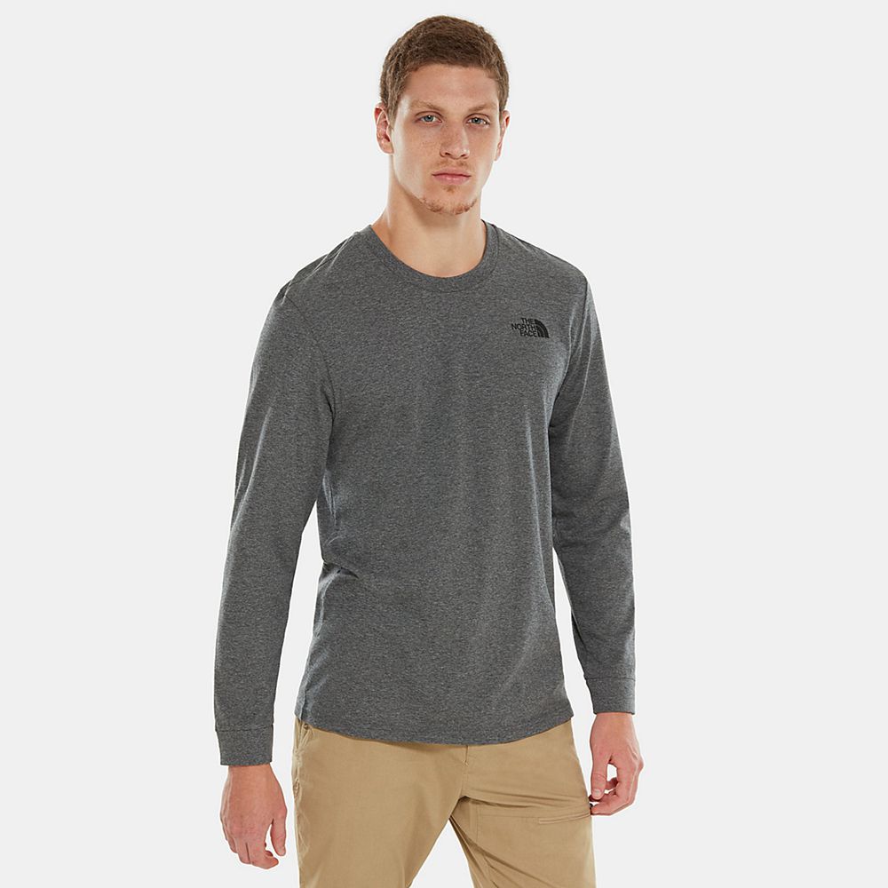 The North Face Long Sleeve Mens Australia - The North Face Simple Dome Long-Sleeve Grey (BDZ-062457)